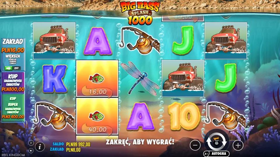 Big Bass Splash 1000, ekran po spinie Big Bass Splash 1000, ekran po spinie