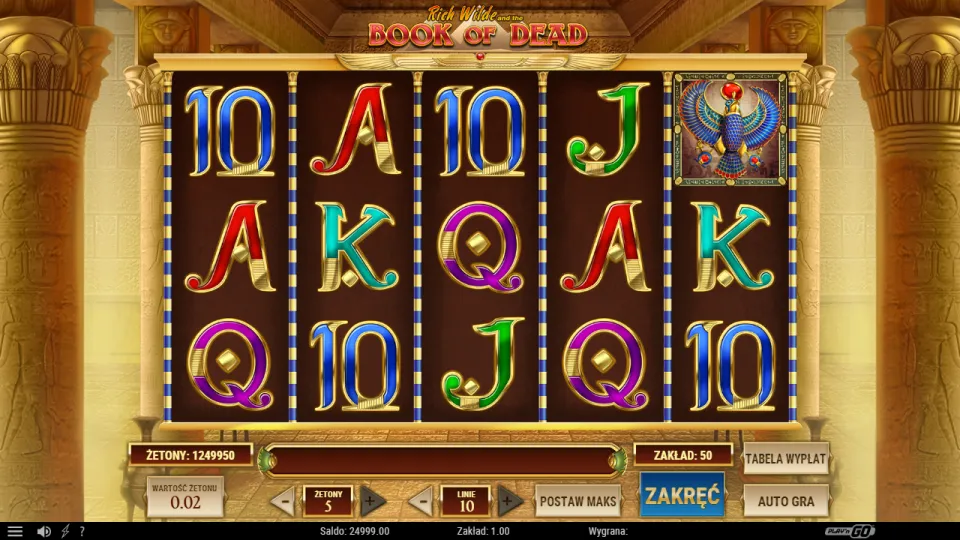 Book of Dead, ekran po spinie