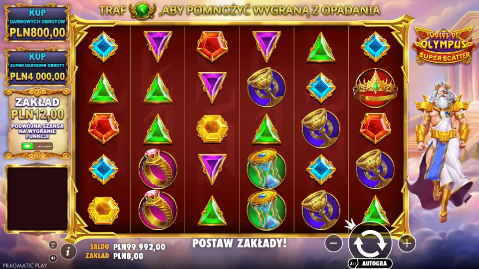 Gates of Olympus Super Scatter, ekran po spinie Gates of Olympus Super Scatter, ekran po spinie