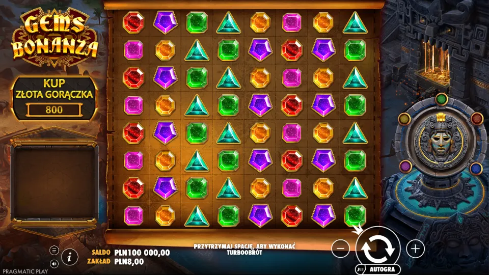 Gems Bonanza, ekran gry