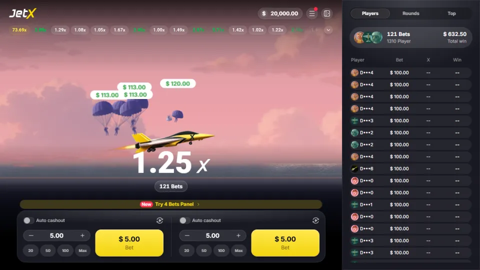 JetX, runda w trakcie JetX, runda w trakcie