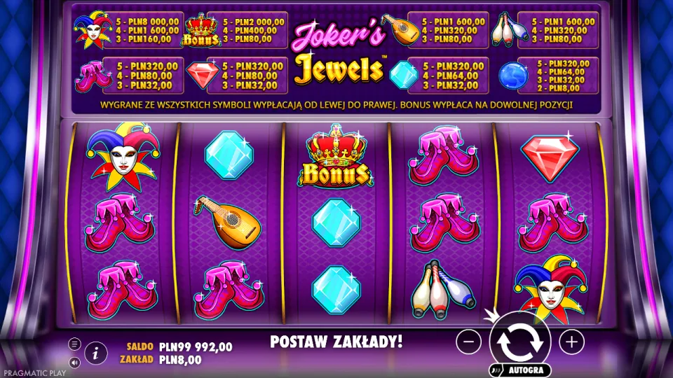 Joker's Jewels, ekran po spinie
