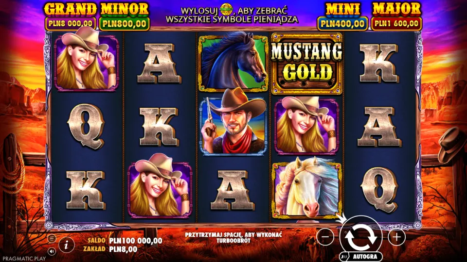Mustang Gold, ekran gry