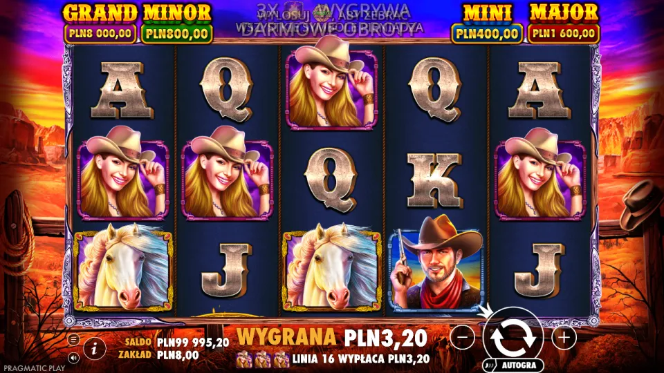 Mustang Gold, ekran po spinie