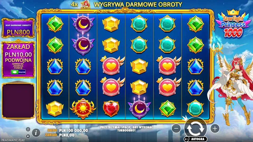 Starlight Princess 1000, ekran gry
