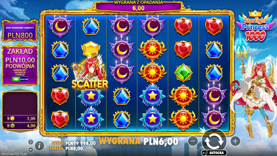 Starlight Princess 1000, ekran po spinie