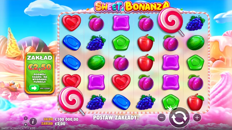 Sweet Bonanza, ekran gry
