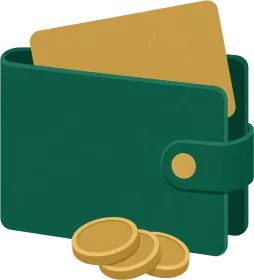 Portfel z kartą płatniczą i monetami, symbol e-portfela