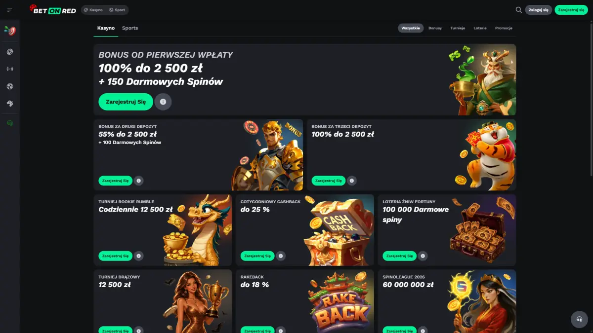 Pakiet powitalny BetOnRed Casino na trzy wpłaty
